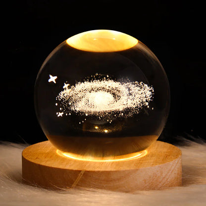 LED Galaxy Crystal Ball Night Light – Table Lamp for Bedroom.