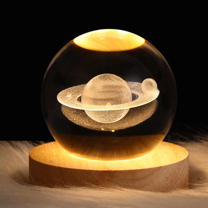 LED Galaxy Crystal Ball Night Light – Table Lamp for Bedroom.