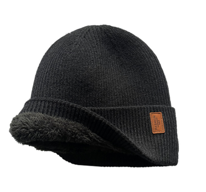 Beanies Hats Mens - Winter Warm Knit Hats with Soft Lining Stretchable Knitted Cuff Skull Caps for Men Black