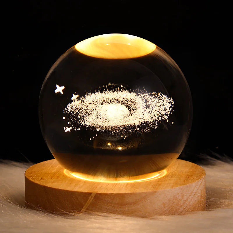 LED Galaxy Crystal Ball Night Light – Table Lamp for Bedroom.